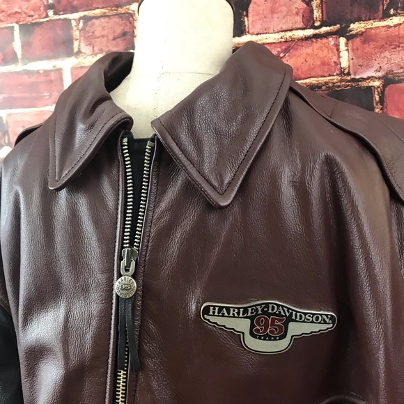Harley Davidson 95th ANNIVERSARY Black & Brown Lea - Picture 2 of 10
